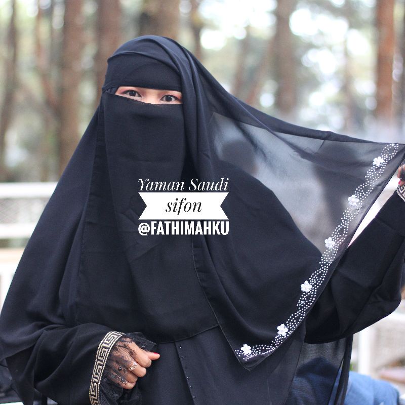 Niqab Yaman saudi Laura/Cadar Yaman saudi Layer Pendek sifon silky