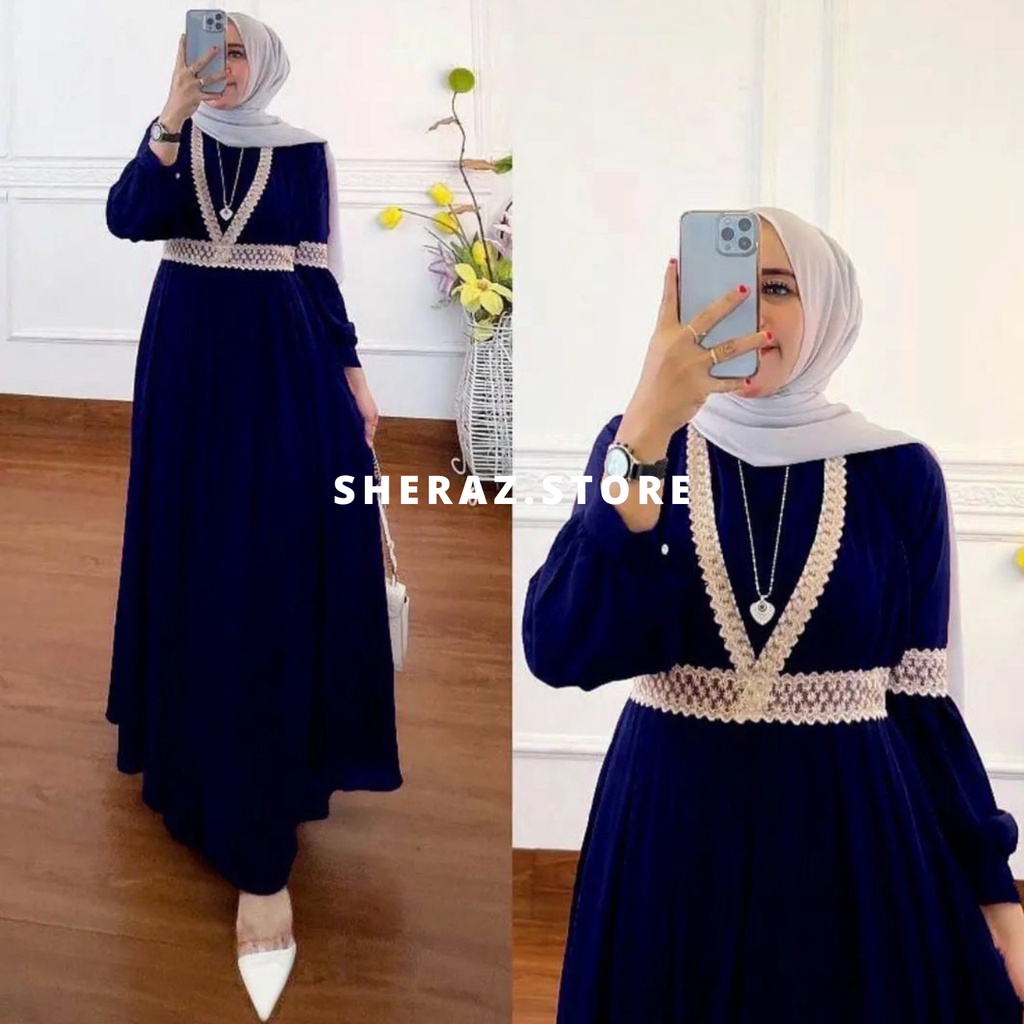 Gamis Kondangan Wanita Jumbo Ld 120 130 140 Terbaru QAISHA DRESS S M L XL XXL 3XL 5L Gamis Hitam Pesta Bahan Ceruty Babydoll