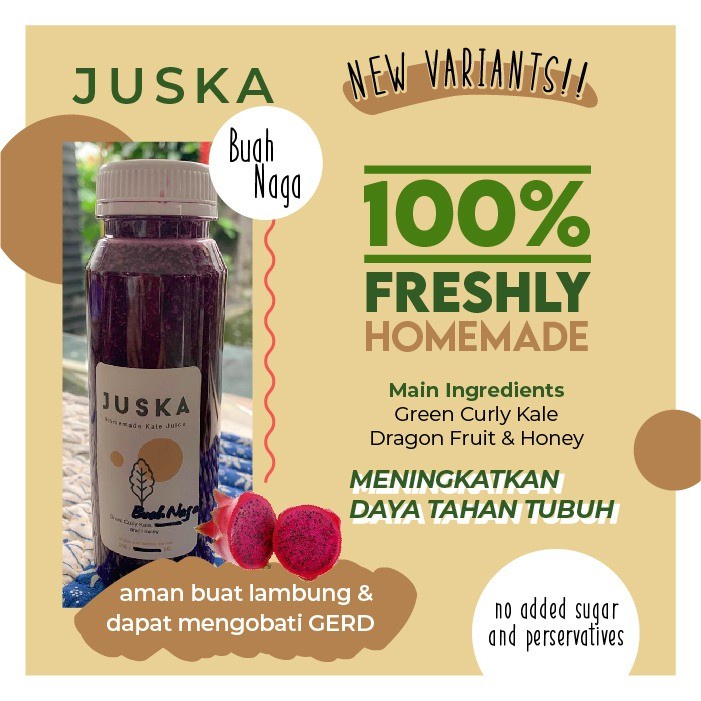 

Jus Segar Kale + Buah Naga + Madu 1 Liter / 500 ml / 250 ml by JUSKA