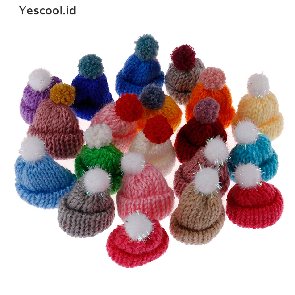 【Yescool】 10Pcs 3.5CM Mixed Woolen Yarn Mini Hat Cap Headwear Garment Doll Craft Materials .