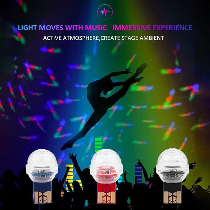 Lampu LED USB Disco Mini RGB Kabin Interior Atmosphere Light Music