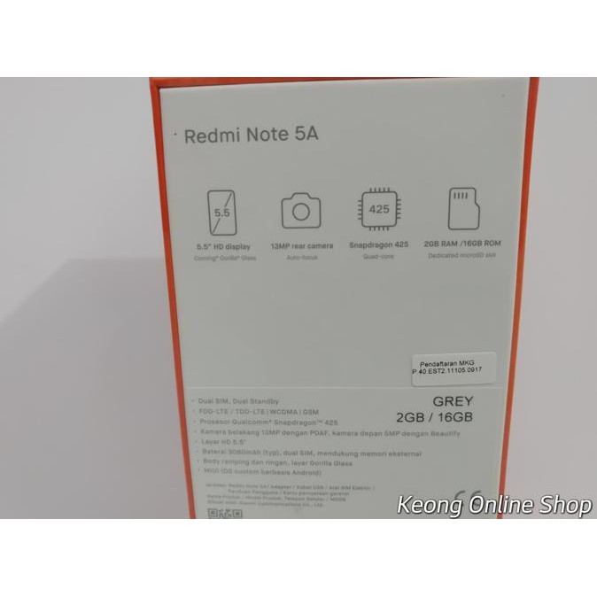 New Xiaomi Redmi Note 5A Lte Dijamin Garansi Resmi Tam,Baru Dan Bersegel - Abu-Abu Sale