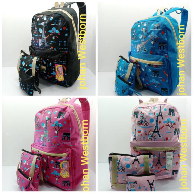 Tas Ransel Sekolah Dompet + Tas organizer