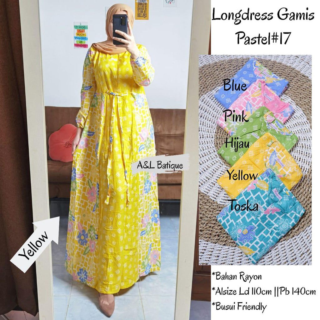 Gamis Batik Rayon warna pastel