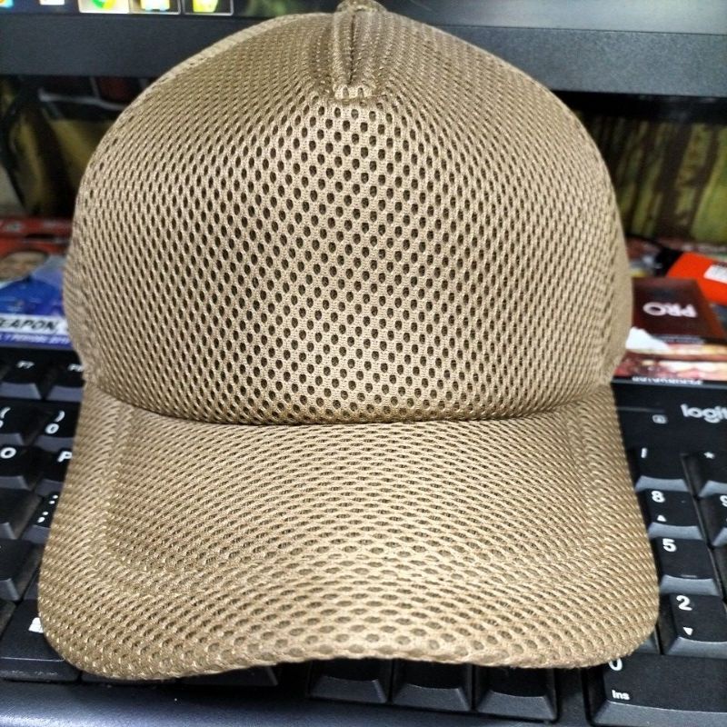 topi jaring coklat polos free nama