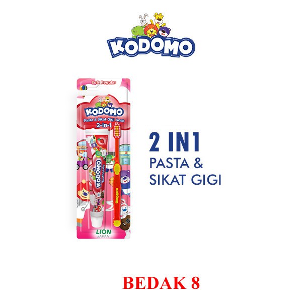 Kodomo Pasta Gigi dan Sikat Gigi 2in1/ Sikat Gigi Anak Kodomo 2in1 Reguler/ Zig Zag