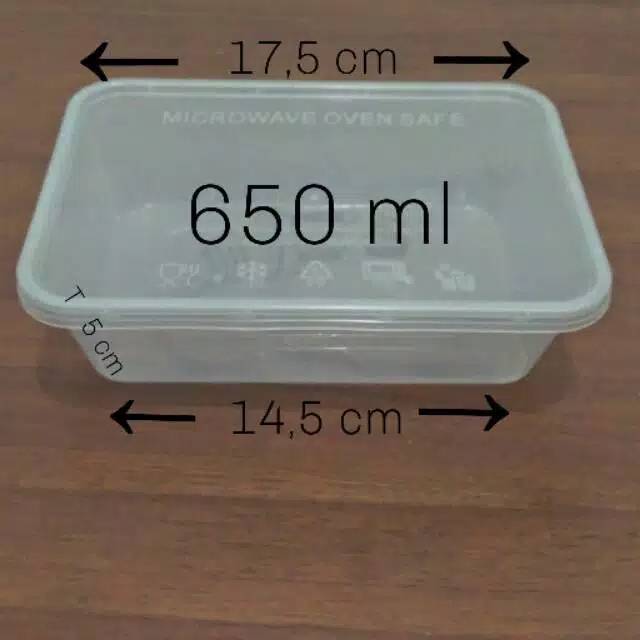 1 pak Box Plastik 650 ml/PP5/kotak makanan/lunch box/bento/salad/brownies lumer/nastar/kastengel