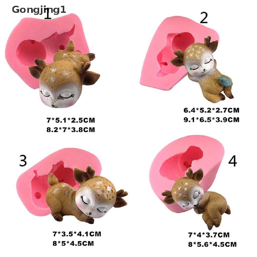 Gongjing1 Cetakan Kue / Coklat Bentuk Rusa 3D Bahan Silikon