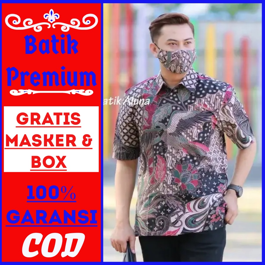 Kemeja batik pria premium lengan pendek modern halus adem full furing baju cowok kerja kondangan pes
