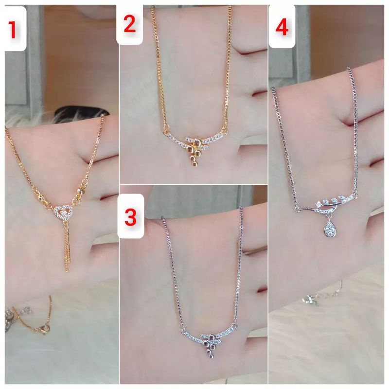 Kalung Titanium Wanita Anti Karat, Anti Alergi, Tahan Lama, Di jamin REALPICT 100% dan high quality, Pilih 1 dari 4 Variasi