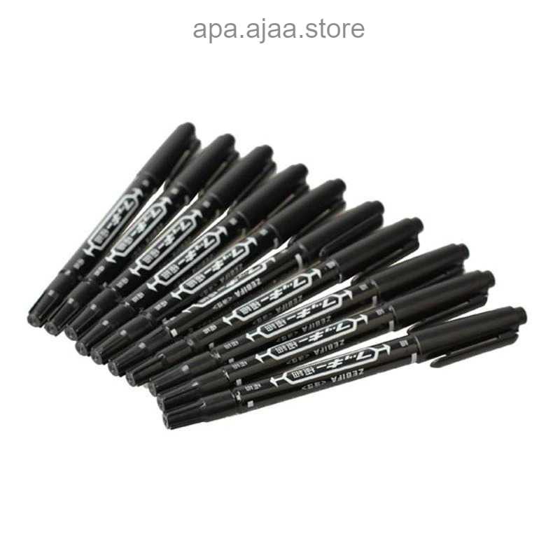 Terbaru ZEBILI Spidol Permanen Dual Head Marker Waterproof 10 PCS - DH100 Harga Grosir