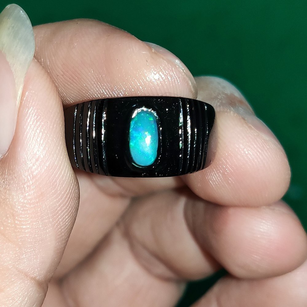 CINCIN BATU AKIK PERMATA NATURAL KALIMAYA BANTEN KRISTAL SUSU OPAL RING TANDUK