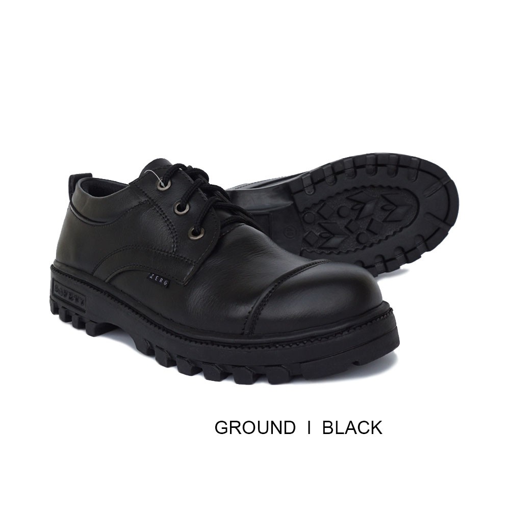 Sepatu Kerja Pria Original Zerg Ground Black Bahan Sintetis Nyaman Trendy Casual Formal Santai 2