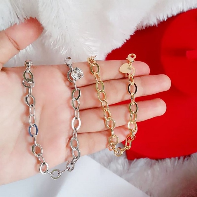 Gelang Rantai Tangan Wanita Titanium Model Cantik dan Elegan Lapis Emas 24k