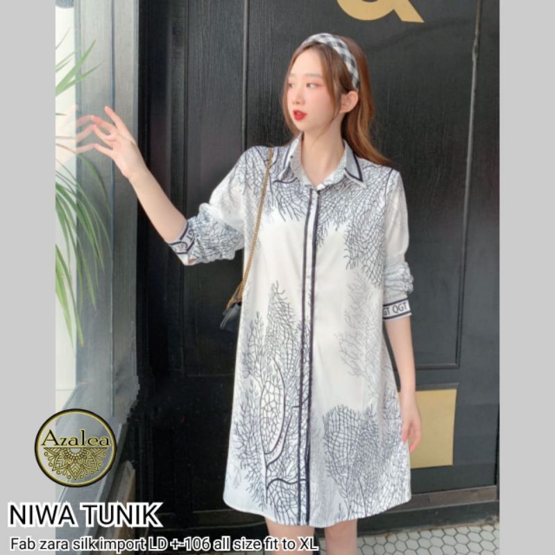 Tunik Niwa by Manisha - Atasan Tunik Import Zara Silk Terbaru Motif Printing
