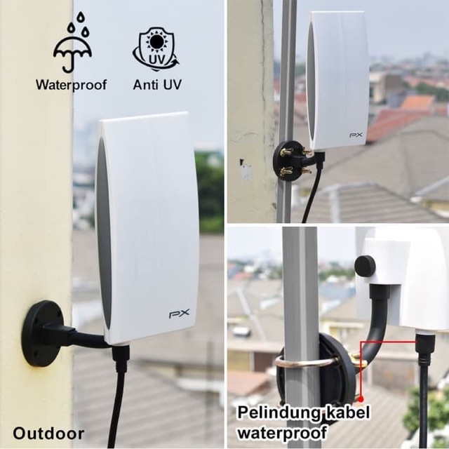 Antena TV Digital Analog Indoor Outdoor Antenna PX DA-5200 Kabel 12 Meter + Booster