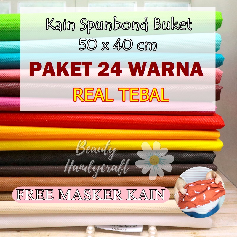 PAKET 24 WARNA Kain Spunbond buket 50x40cm Tebal wraping bunga FLORIST