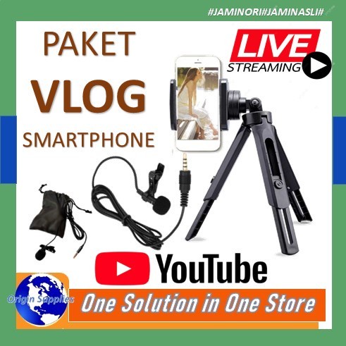 PAKET VLOG Mic Clip On Deluxe HP Smartphone YOUTUBER