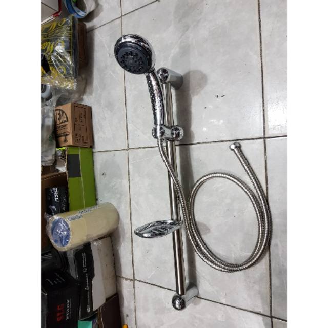 Shower tiang stainless + tempat sabun PROMO