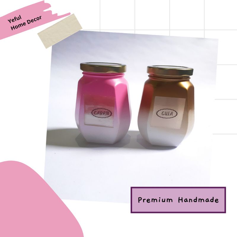 Toples Bumbu Dapur Kaca Set Free Label Stiker Mewah Estetik