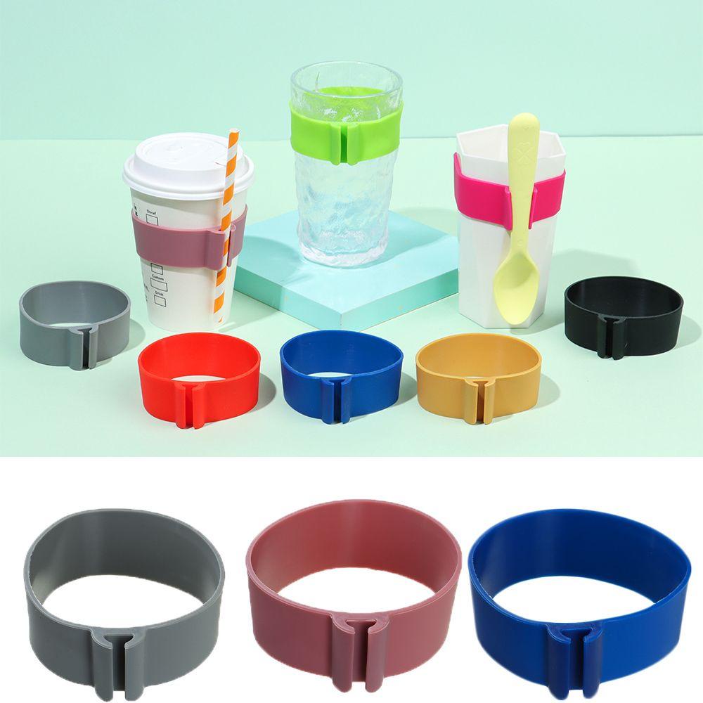 Populer Silicone Cup Sleeves Reusable Awet Tahan Panas Heat Insulation Tatakan Gelas Teh Mug Holder