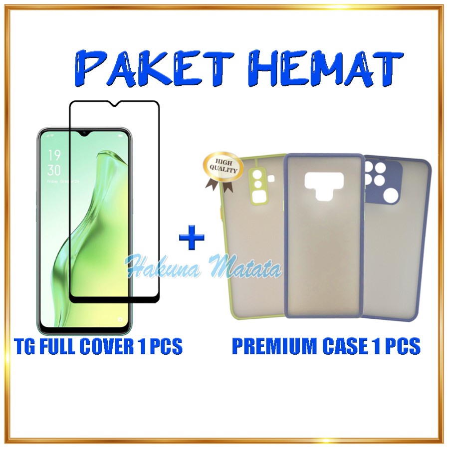 Tempered Glass Oppo A15 / A15s + Case Casing Oppo A15 / Oppo A15s
