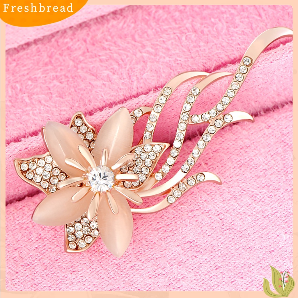 [ TERLARIS]Women Fashion Rhinestone Inlaid Flower Brooch Pin Cardigan Shawl Decor Gift