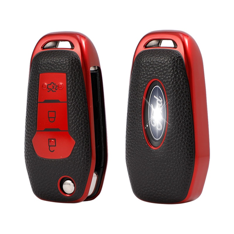 Case Kunci Flip Mobil Cover Bag Holder Untuk Ford Ranger C-Max S-Max Focus Galaxy Mondeo Transit Tourneo Custom Key Shell Holder Bag