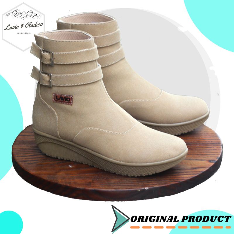 Sepatu Semii boots wanita Model Korea Lavio Maleo Kulit Suede Terlaris