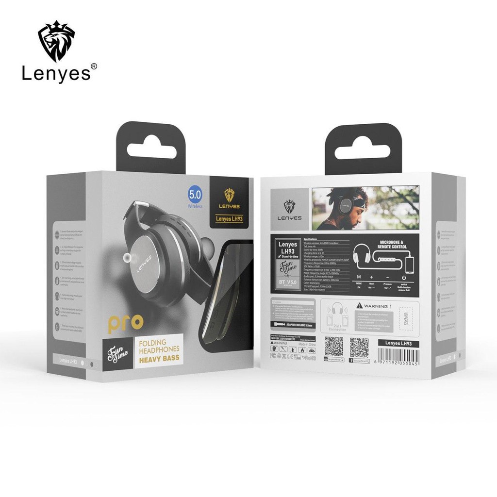 LENYES LH93 Pro Headphone Bluetooth 5.0 HIFI BASS wireless stereo headset bando microphone original