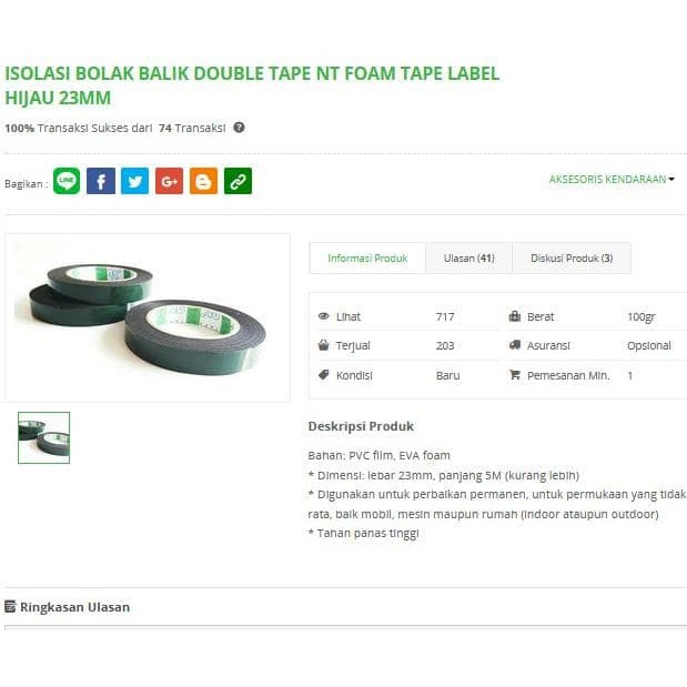 

Jual ISOLASI BOLAK BALIK DOUBLE TAPE NT FOAM TAPE LABEL HIJAU 23 MM NT41 Berkualitas
