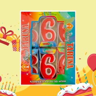 Jual LILIN ULANG TAHUN / LILIN ANGKA NOMOR 6 WARNA MERAH PUTIH / LILIN