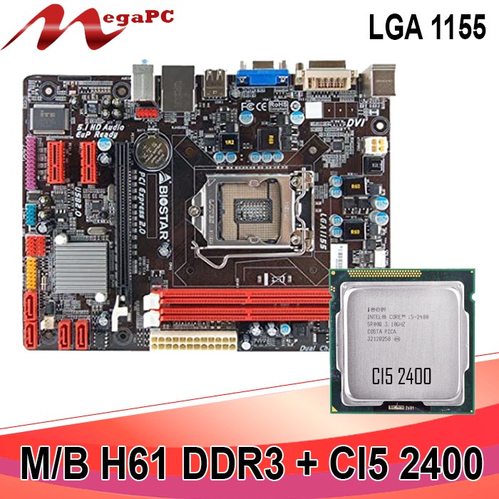 Paket Mainboard LGA 1155 H61 Ddr + Procssor Core i5 2400 (3,1ghz)