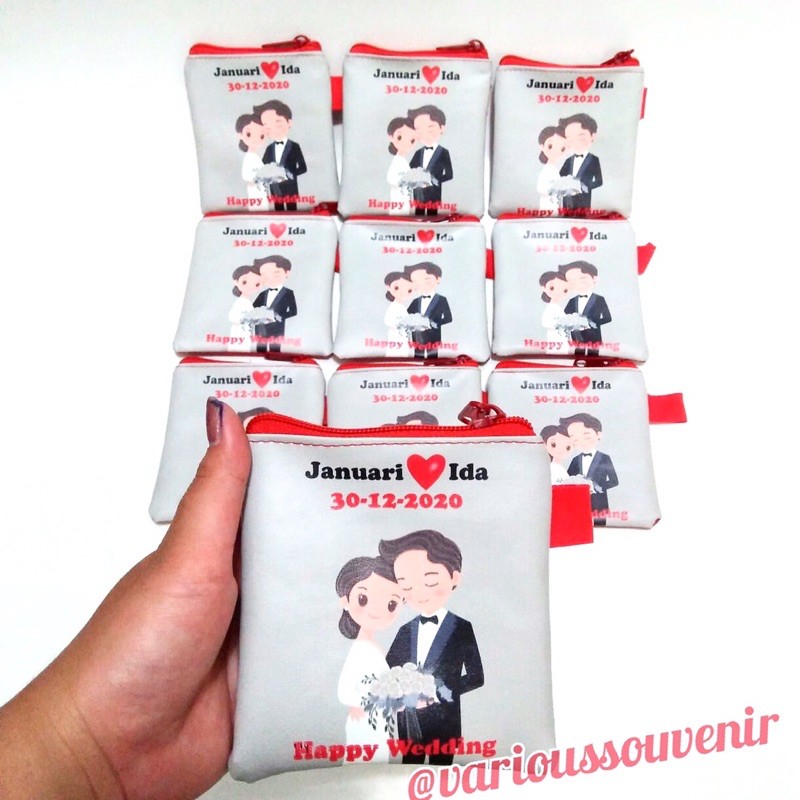 Souvenir Pernikahan Mini Case Dompet Kotak Wedding Sovenir Perkawinan Nikah Custom Tulisan Lucu