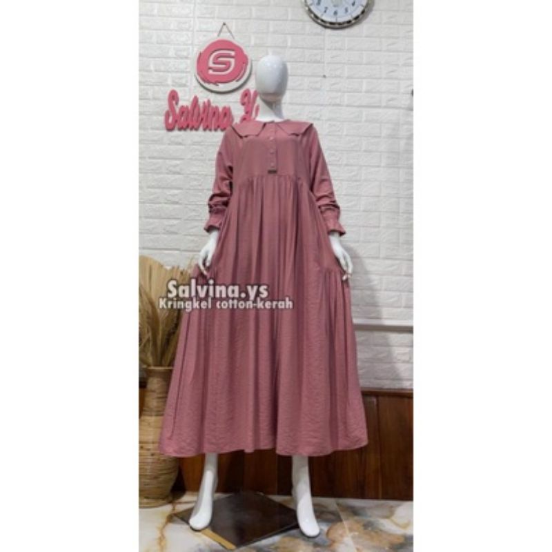 gamis salvina cringkel catton kerah/salvina catton cringkel kerah/homedres salvina catton