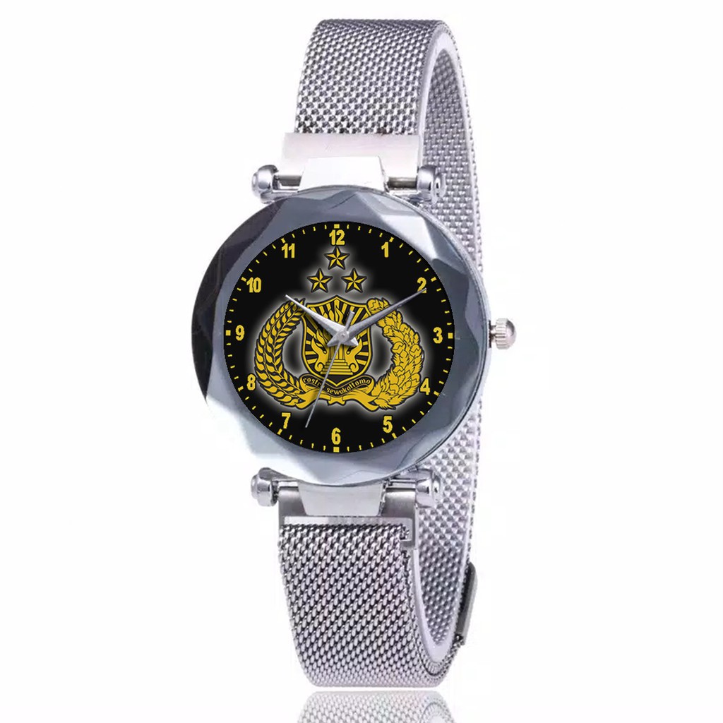 Jam Tangan Wanita Custom - POLRI MOTIF 1 Free Box &amp; Batre Cadangan