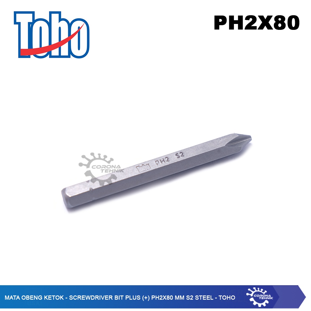 Toho - Mata Obeng Ketok - Screwdriver Bit Plus (+) PH2x80 mm S2 Steel