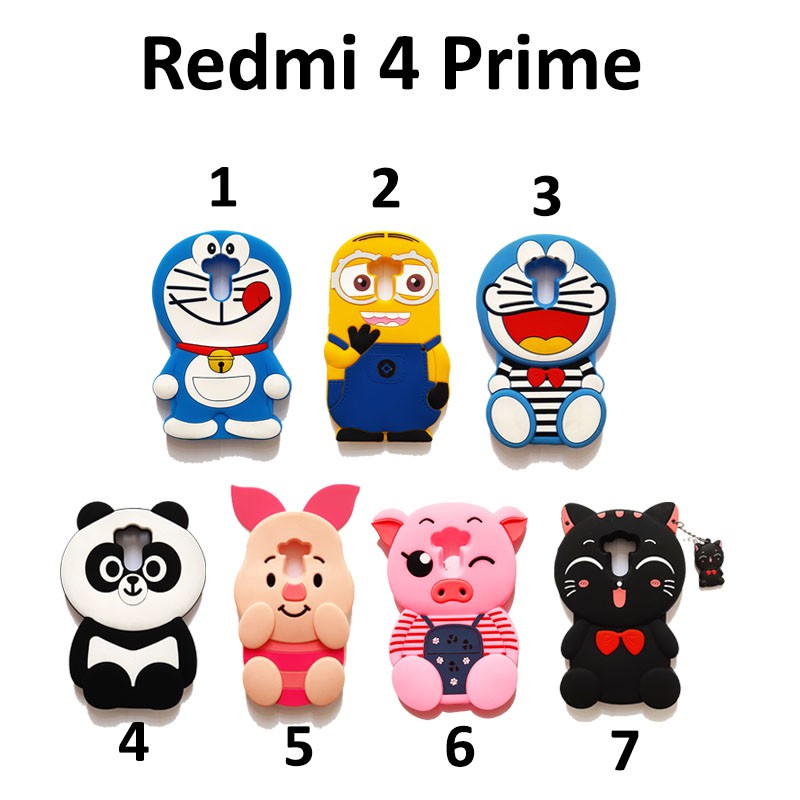 Silikon 3D karakter REDMI 4 PRIME  softcase boneka karakter lucu / silikon tebal karakter lucu / case anak anak warna biru / pelindung hp