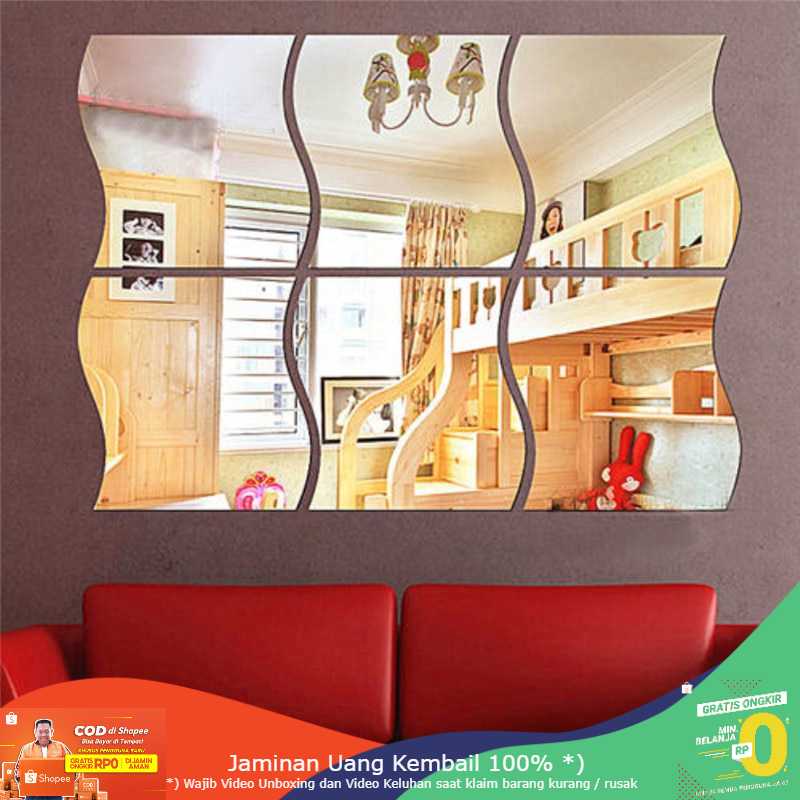 (BISA COD) RVOSTR SOLEDI Sticker Dekorasi Dinding Wave Mirror Acrylic 6 PCS - SL07