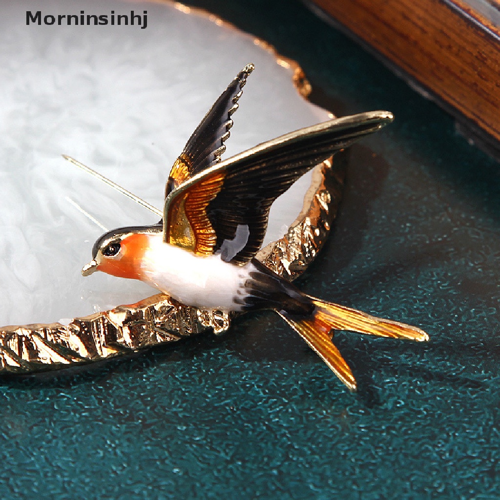 Mornin Fashion Enamel Flying Swallow Bros Pin Untuk Wanita Hewan Burung Broche Jewelry id