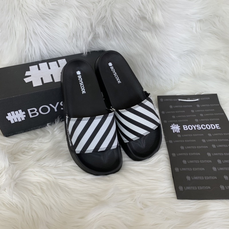 Sandal Slop Boyscode Zebra TYPE 9 PUTIH Pria Wanita Murah/ Sandal Pria Berkualitas Murah