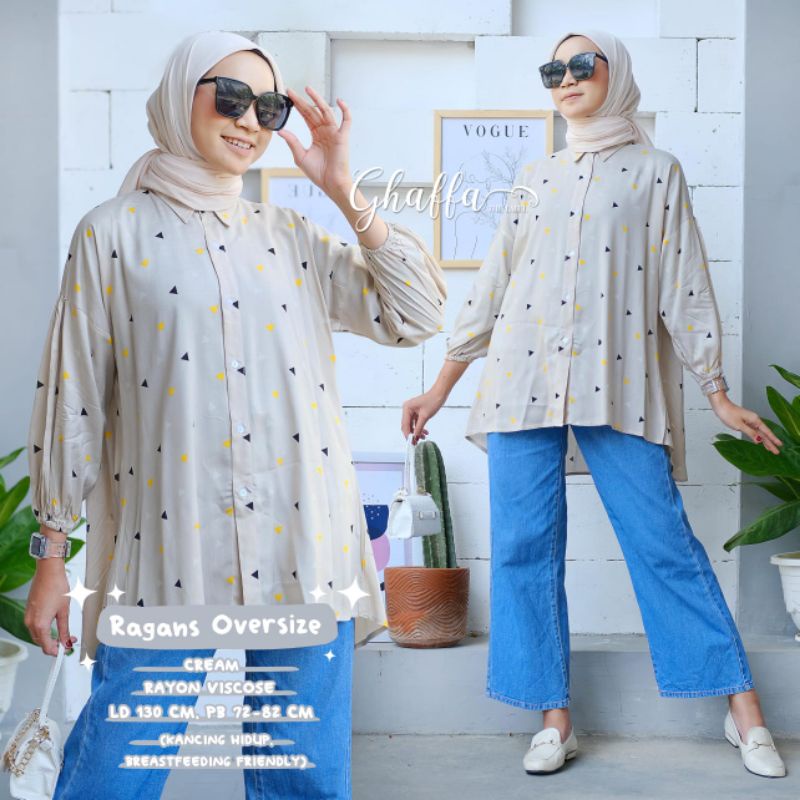 Ragans oversize blouse motif bintik segitiga cakep by ghaffa the label