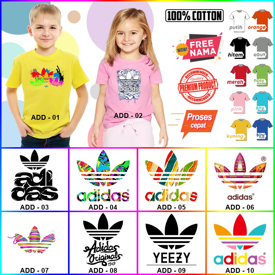 Baju Kaos ANAK DAN DEWASA ADIDAS COUPLE (FREE NAMA)