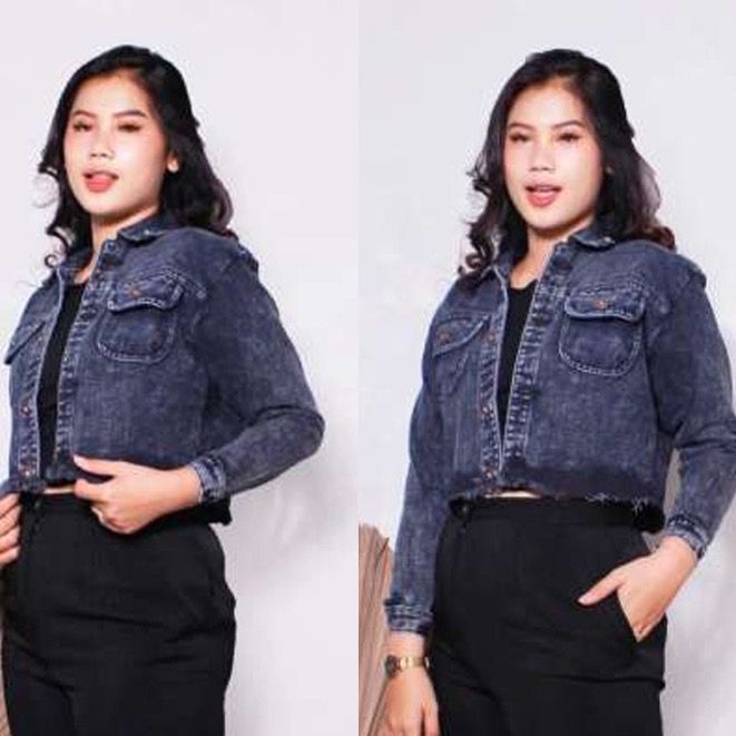 1KG MUAT 3PCS | JAKET CROP JEANS MILEA / JEANS CROP RAWIS SNOW / JAKET CROPTY HITS SELEBGRAM