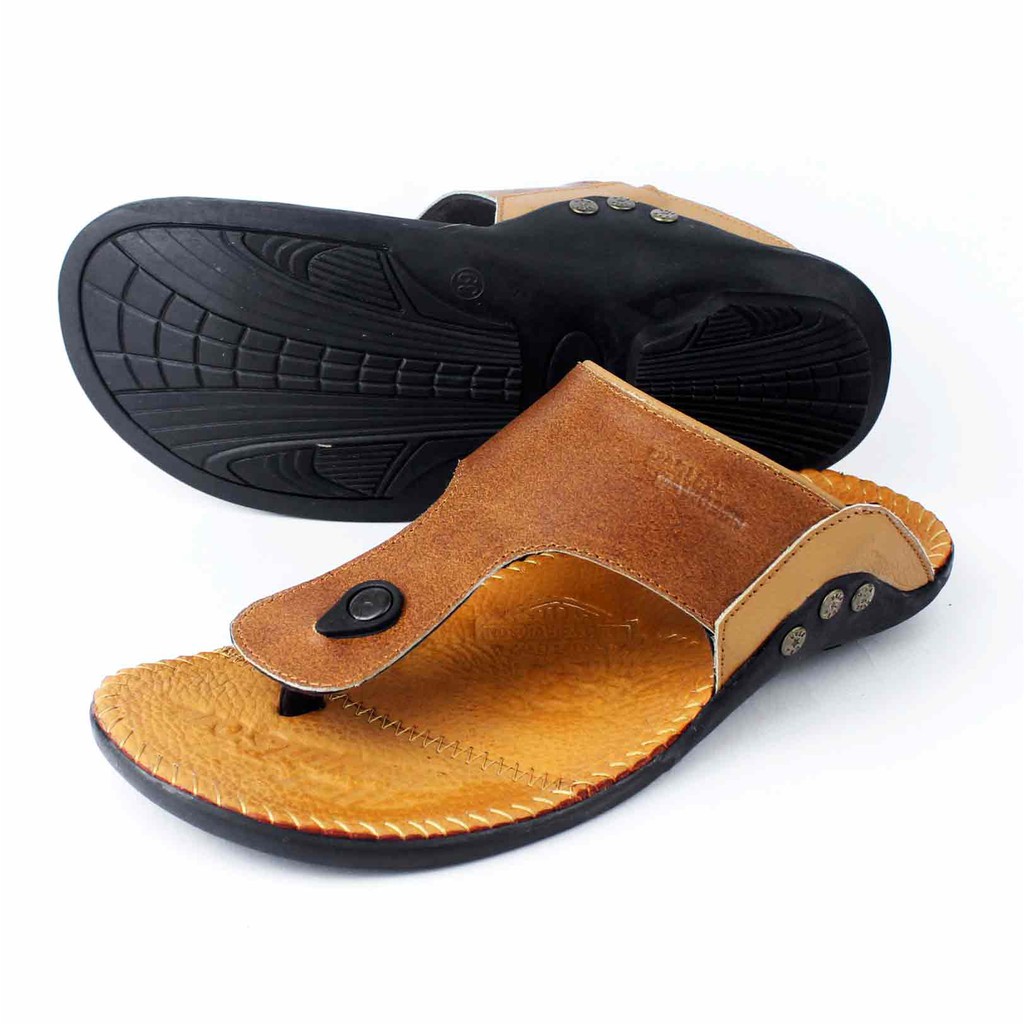 Sandal Kulit Asli Pria Harley Davidson JPT 013 TAN