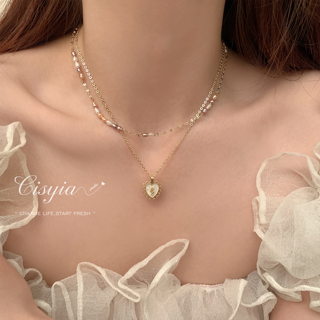 IFYOU Kalung Choker Hias Mutiara Hati Warna Silver Gaya Korea Untuk Wanita