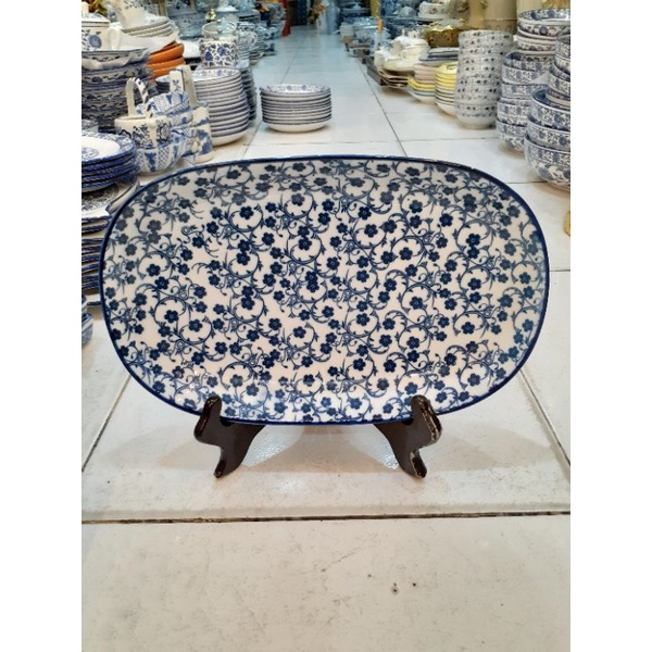 PIRING KERAMIK PUTIH BIRU