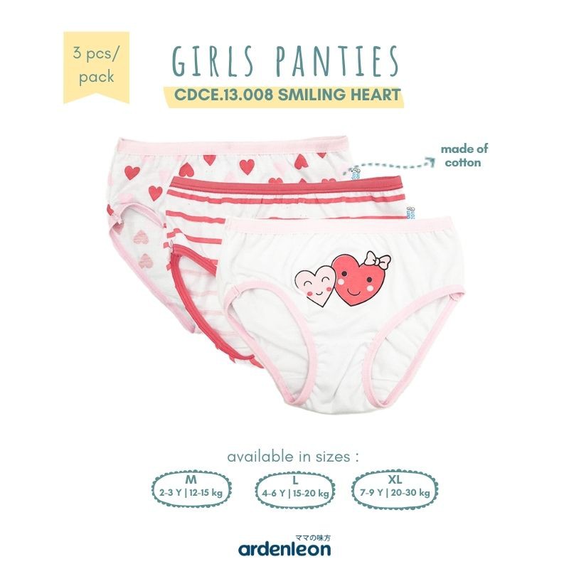 

ARDENLEON (3 pcs) Celana Dalam Anak Perempuan Smile Heart CDCE.13.008