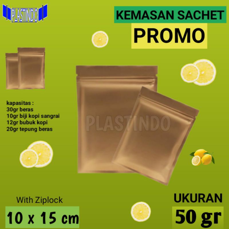 Kemasan Aluminium Foil Sachet 10cm×15cm Gold Flat Bottom Ziplock Bag