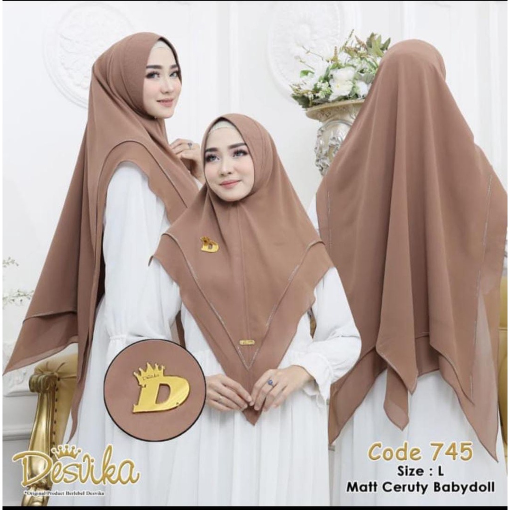 HIJAB DESVIKA KODE 745 | KHIMAR SYARI DESVIKA KODE 745 SOFT PAD BEST SELLER |HIJAB DESVIKA 745 CERUTY 2 LAYER BEST SELLER